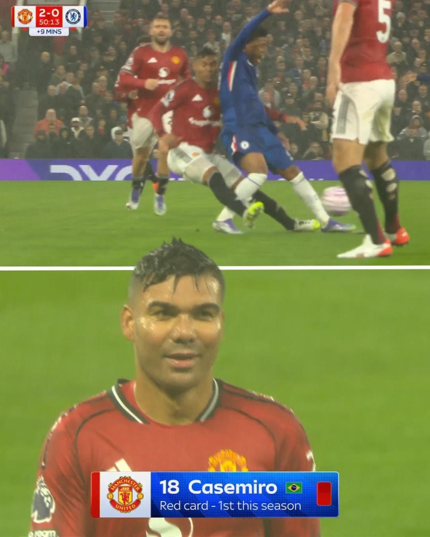 Casemiro nhận thẻ đỏ